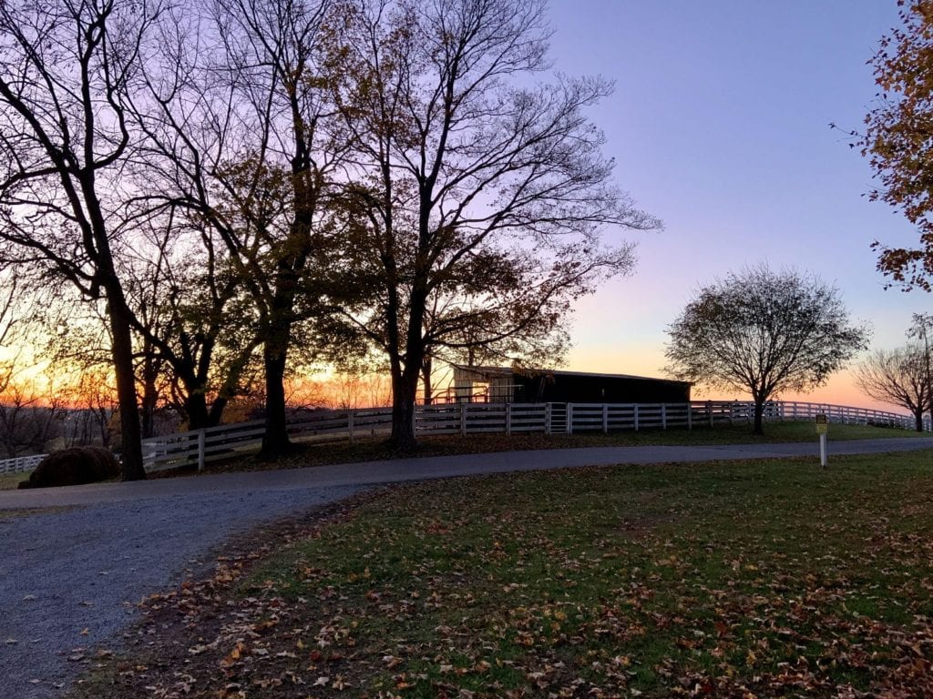 photograph of Shaker village at sunset